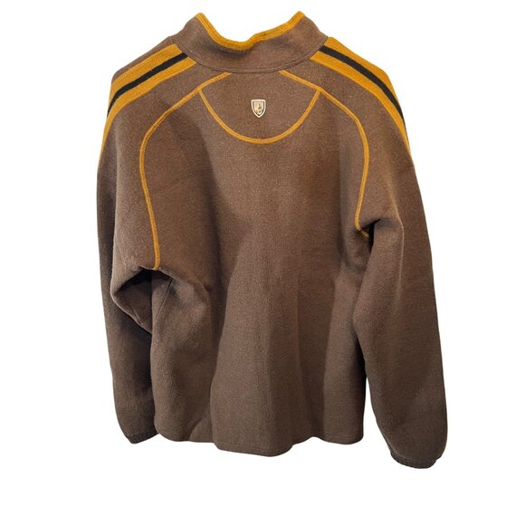 Kuhl Deer Valley Brown Fleece Full-Zip Jacket With Yellow Stripes Mens Size L Wa - Picture 5 of 12
